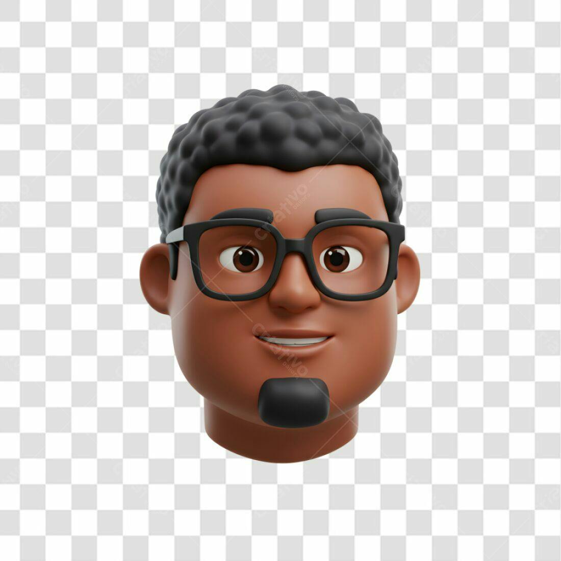 Avatar PNG com fundo transparente Homem Negro 3D