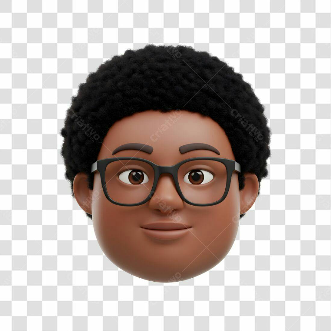 Avatar PNG com fundo transparente rosto negro