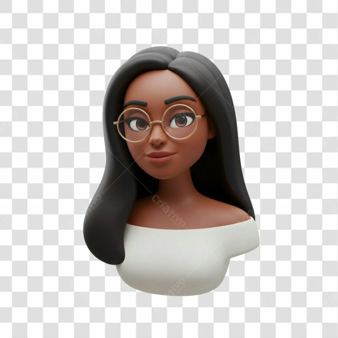 Avatar PNG com fundo transparente Mulher Negra com óculos