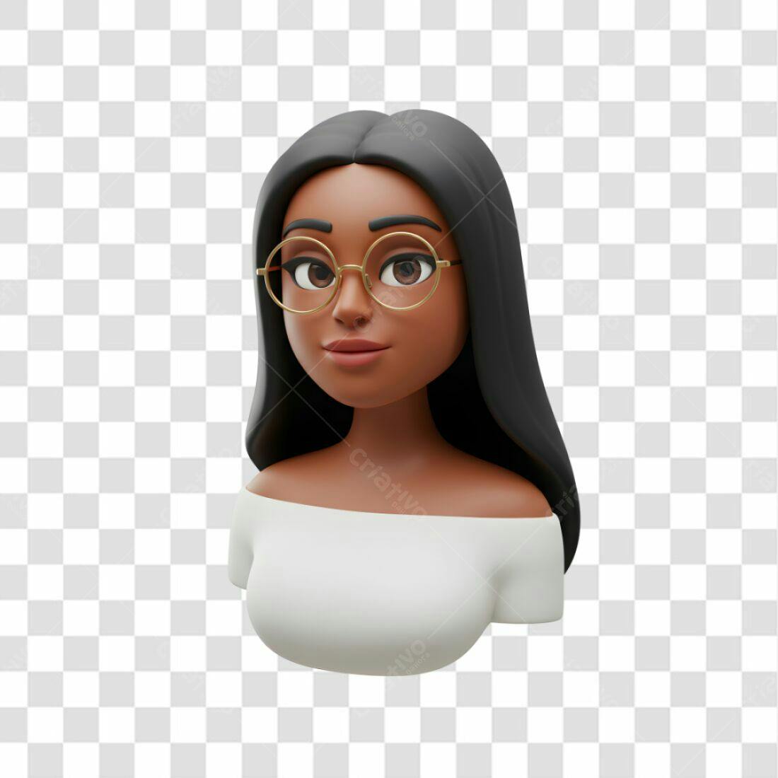 Avatar PNG com fundo transparente Mulher Negra com Óculos