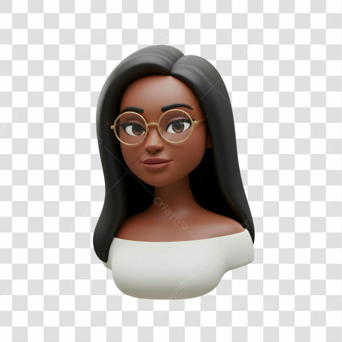 Avatar PNG com fundo transparente Mulher negra óculos