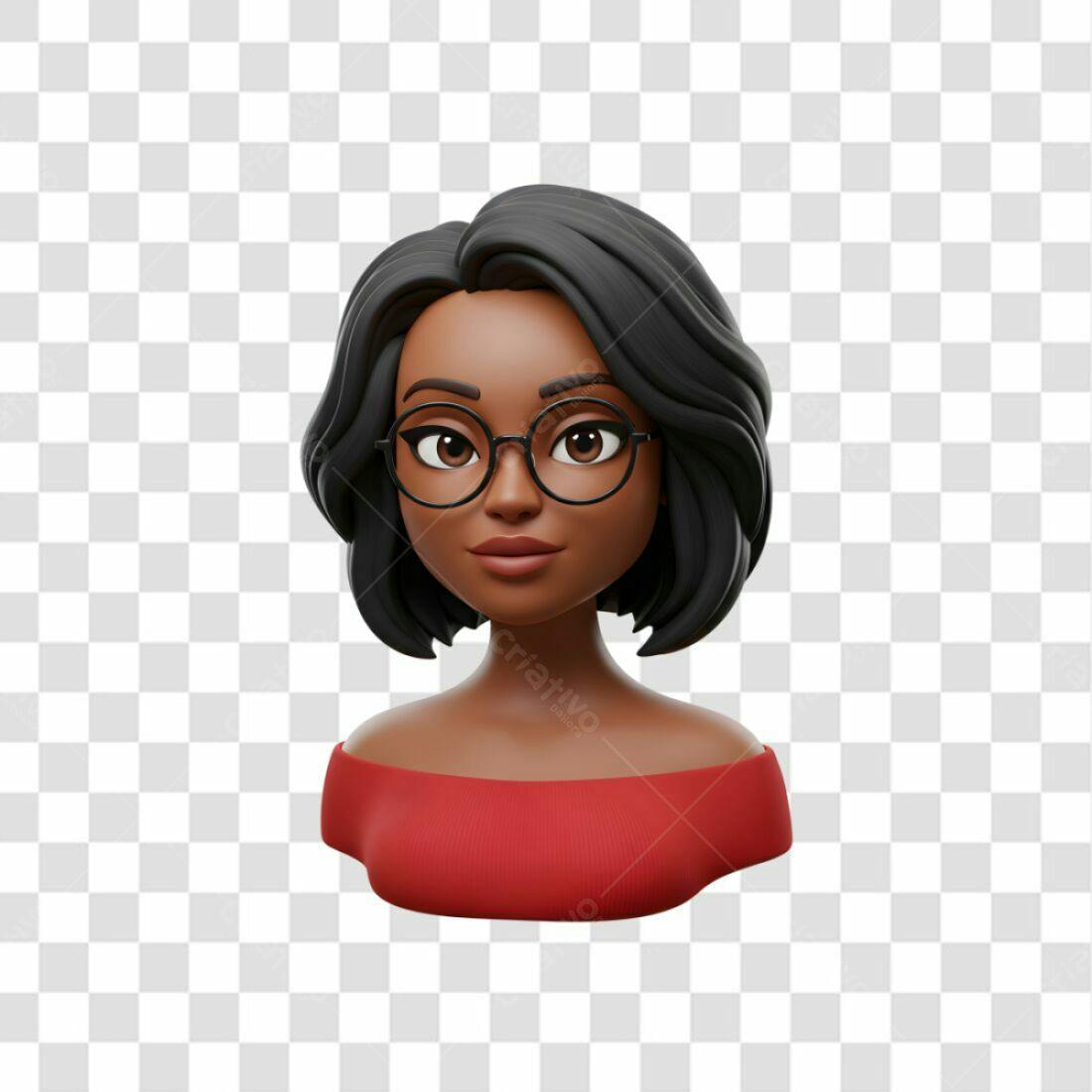 Avatar PNG com fundo transparente Mulher negra com óculos