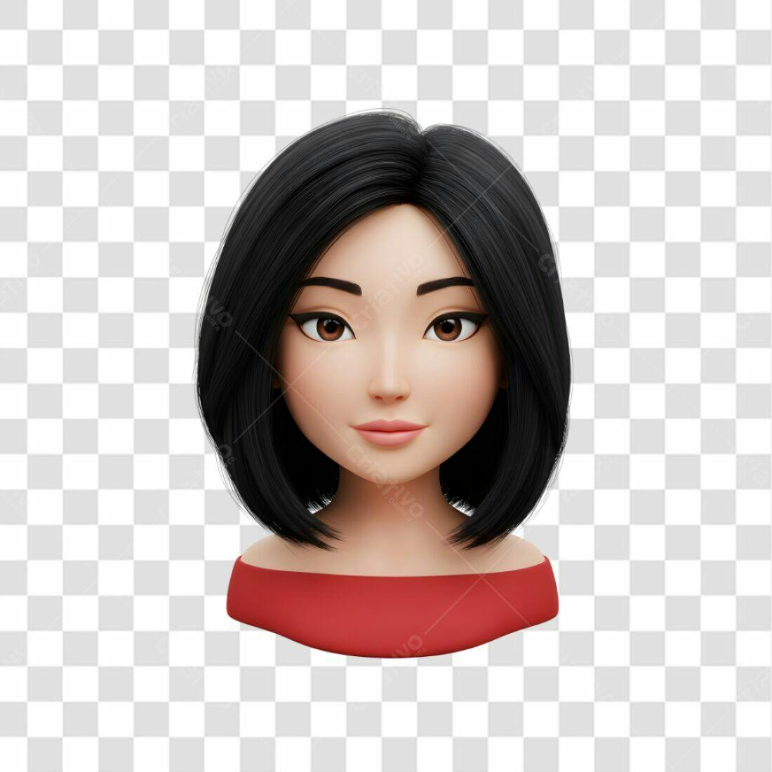 Avatar mulher asiática PNG com fundo transparente