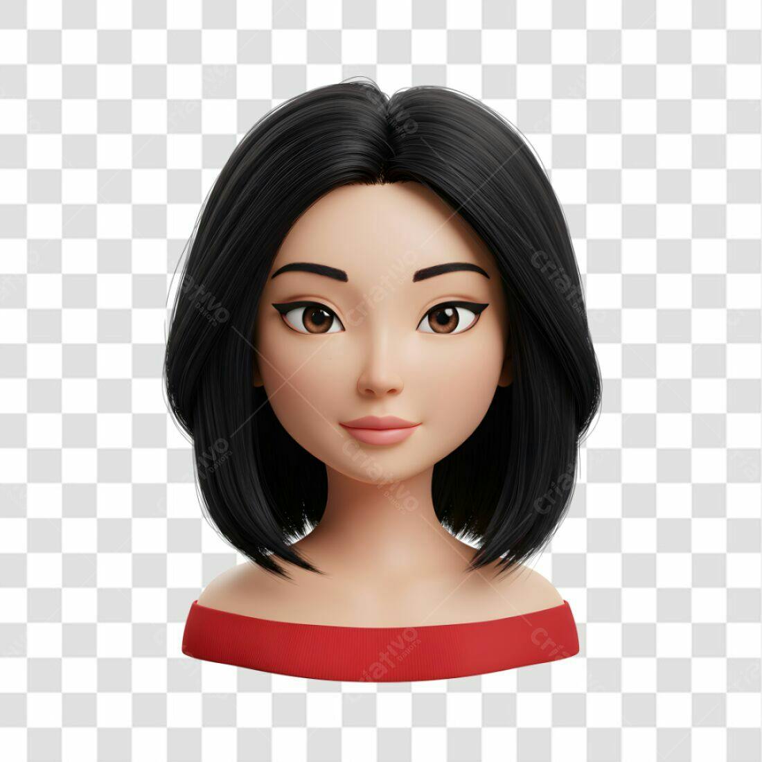 Avatar mulher asiática PNG com fundo transparente