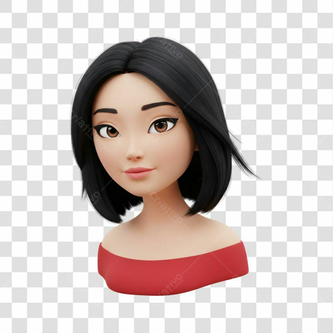 Avatar PNG com fundo transparente Mulher asiática