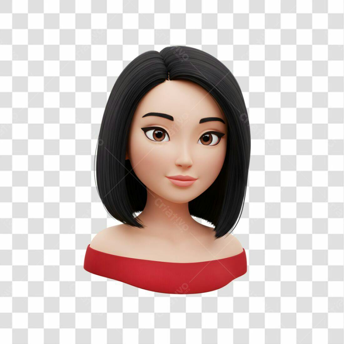 Avatar Mulher Asiática PNG com fundo transparente