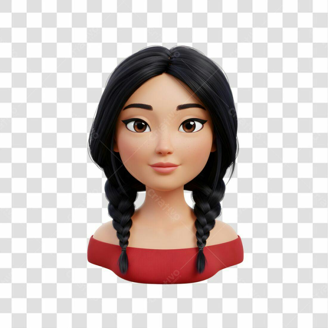 Avatar Mulher Ásia PNG com fundo transparente