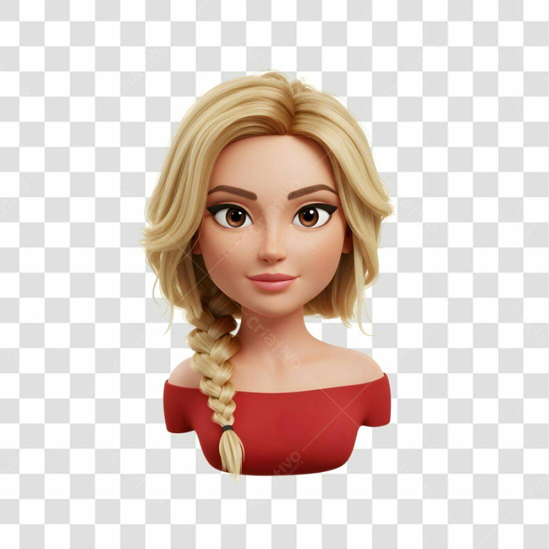 Avatar Mulher Cabelo Louro Trança PNG com fundo transparente