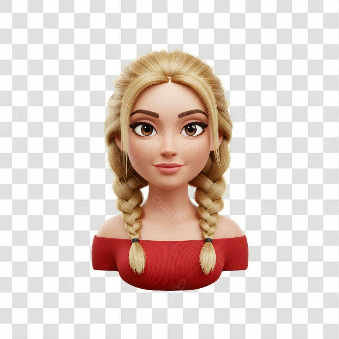 Avatar PNG com fundo transparente Mulher loira tranças