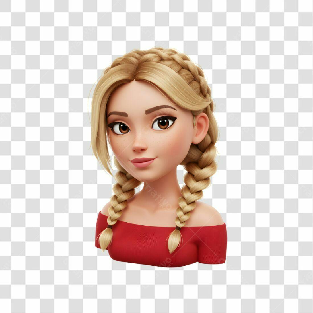 Avatar PNG com fundo transparente Mulher loira tranças