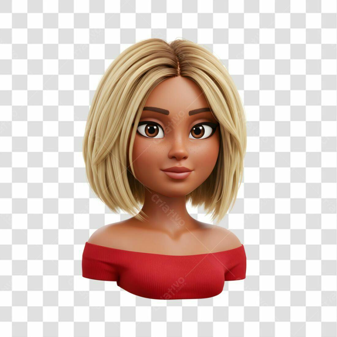 Avatar PNG com fundo transparente Mulher Negra Cabelo Loiro