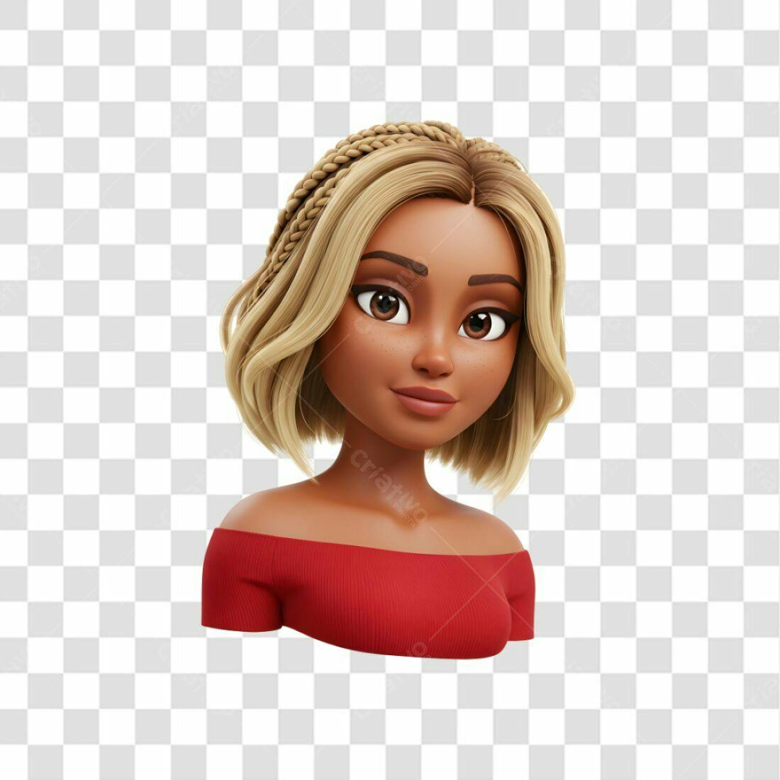 Avatar PNG com fundo transparente Mulher Negra Cabelo Louro