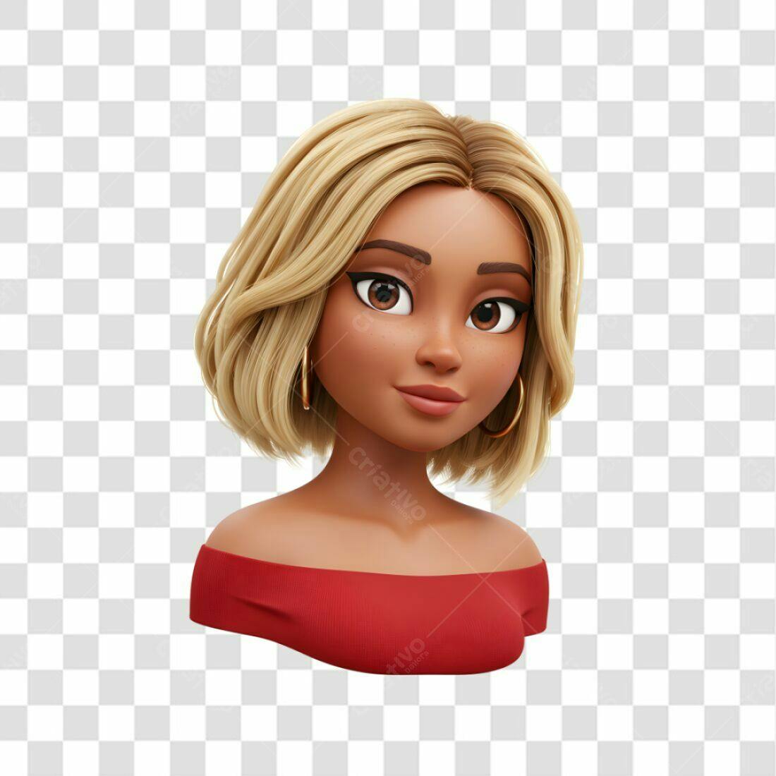 Avatar mulher negra cabelo loiro PNG com fundo transparente