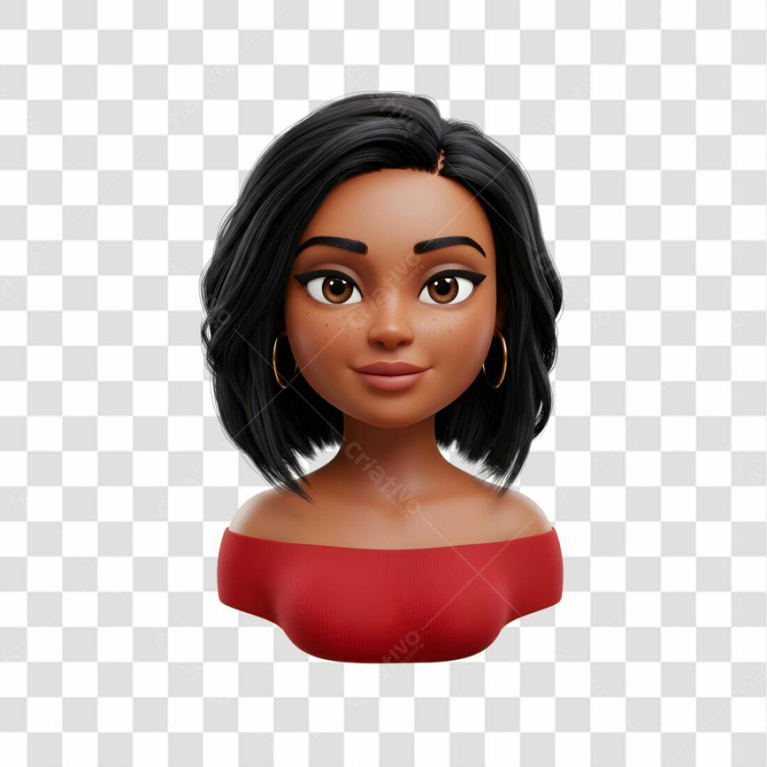 Avatar PNG com fundo transparente mulher negra