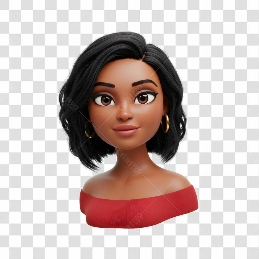Avatar mulher negra PNG com fundo transparente