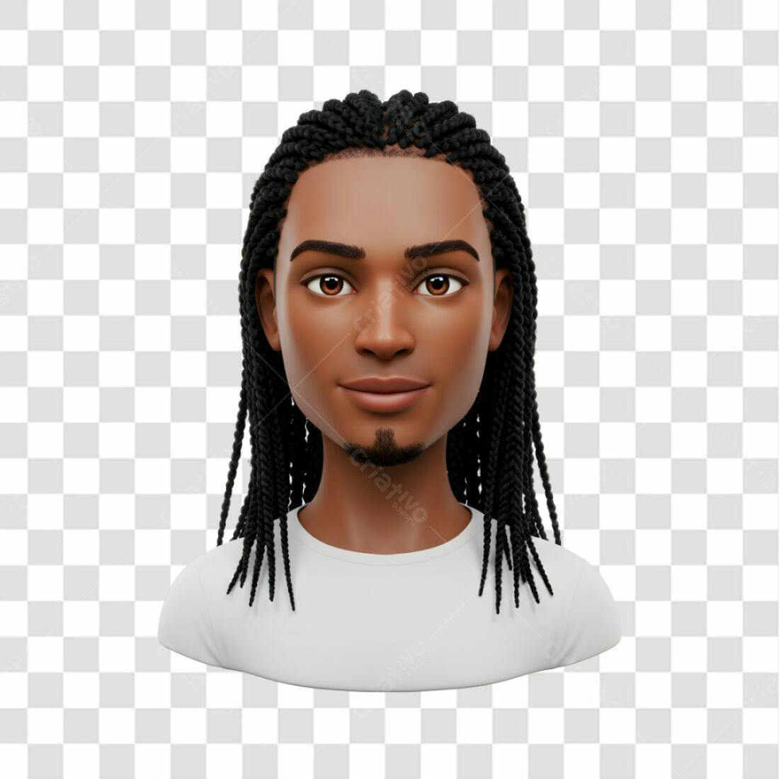 Avatar PNG com fundo transparente Homem Negro Tranças