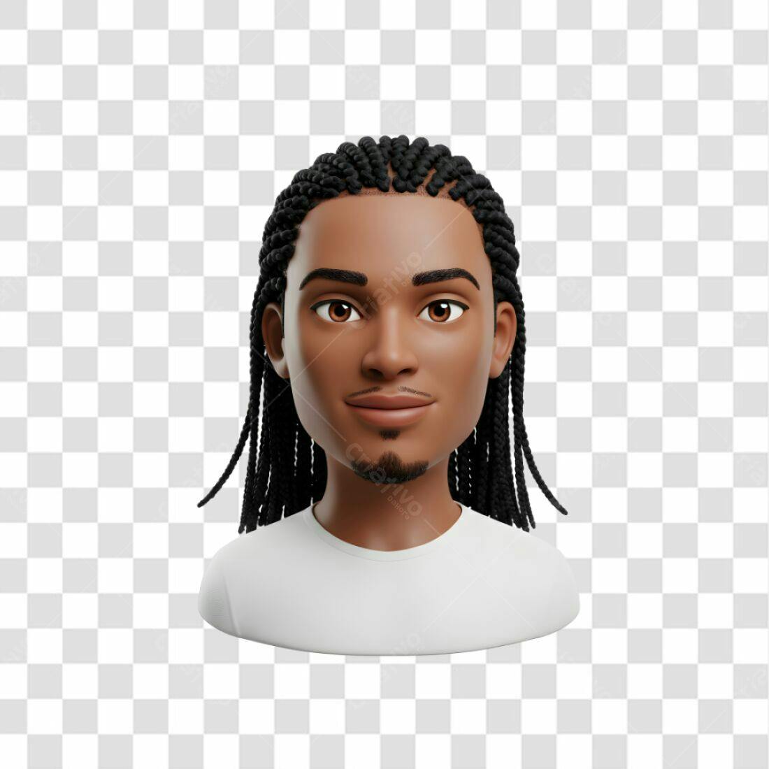 Avatar PNG com fundo transparente Homem negro tranças