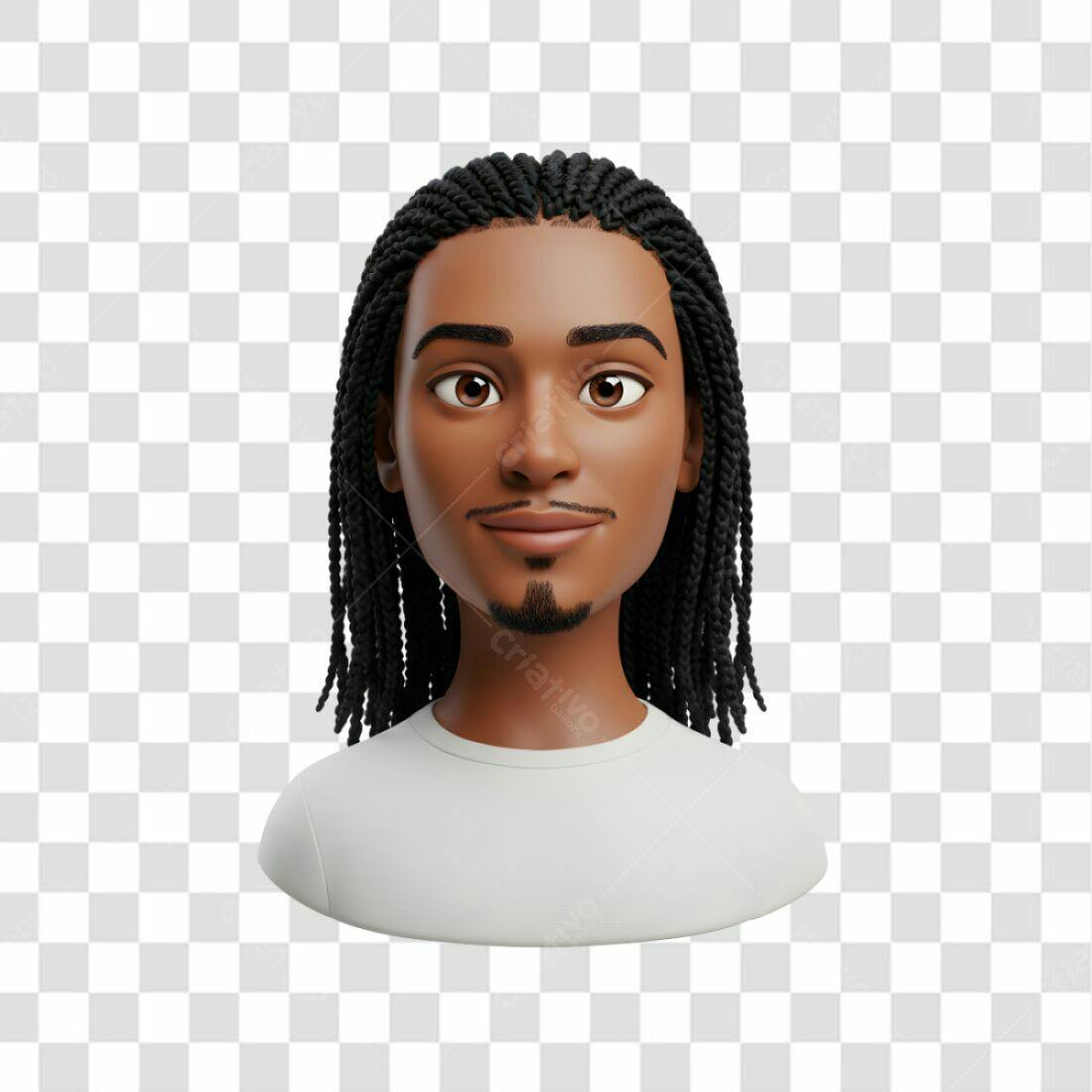 Avatar PNG com fundo transparente Homem Negro Tranças