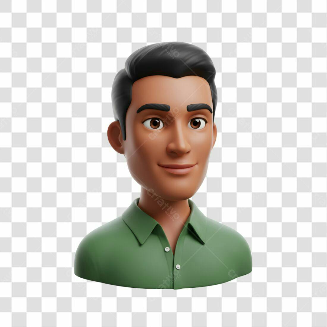 Avatar PNG com fundo transparente Homem de camisa verde