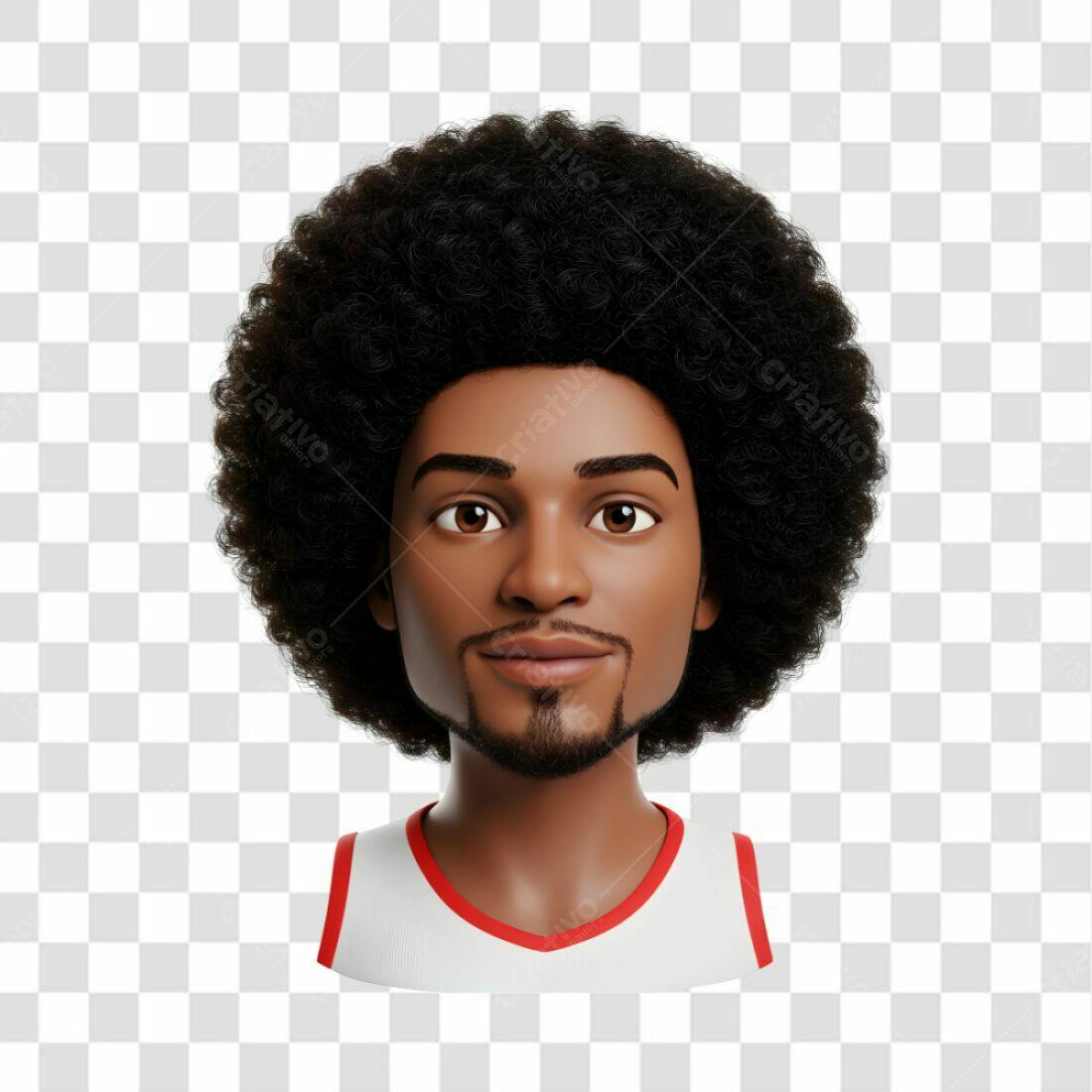 Avatar PNG com fundo transparente homem negro cabelo afro
