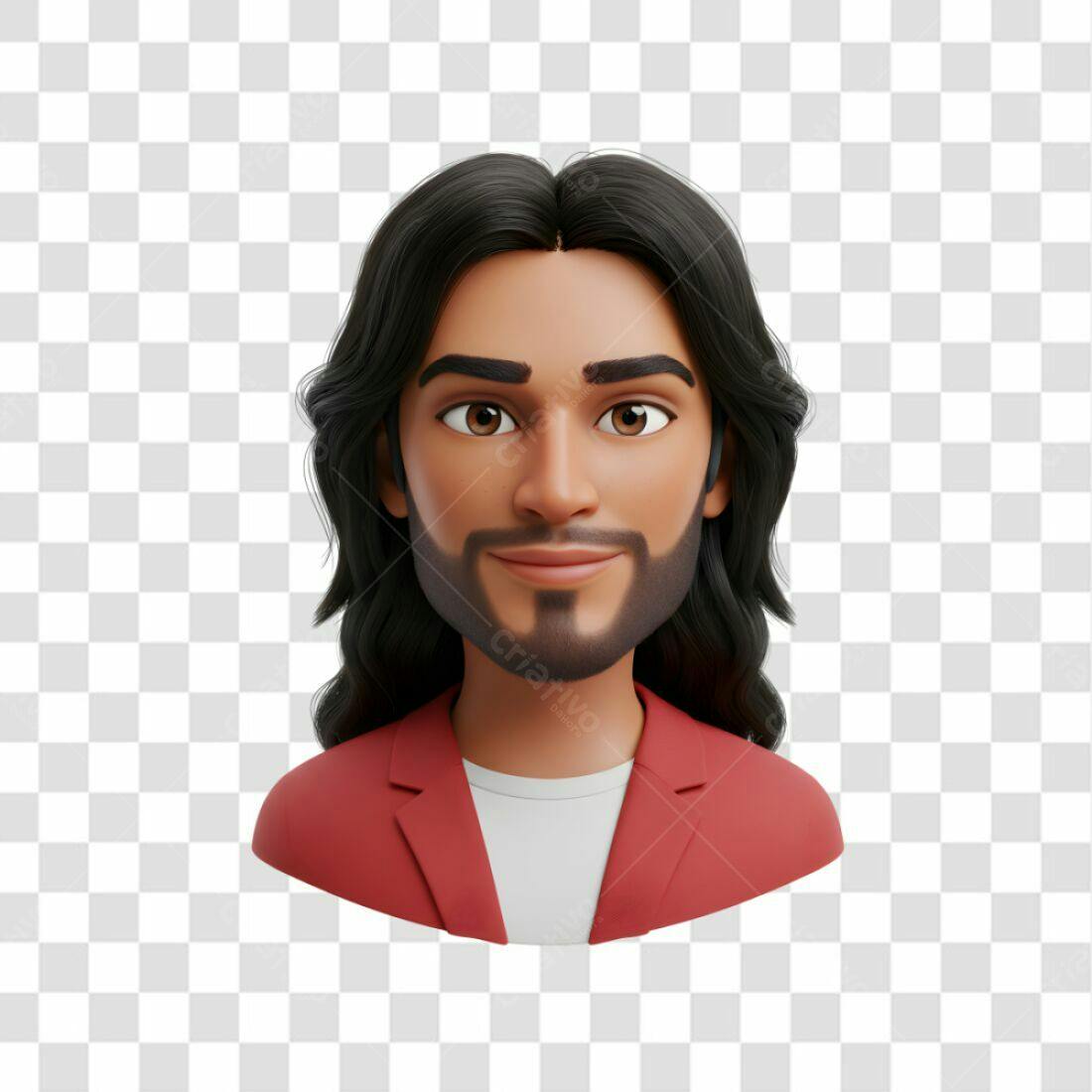 Avatar PNG com fundo transparente Homem com cabelo longo