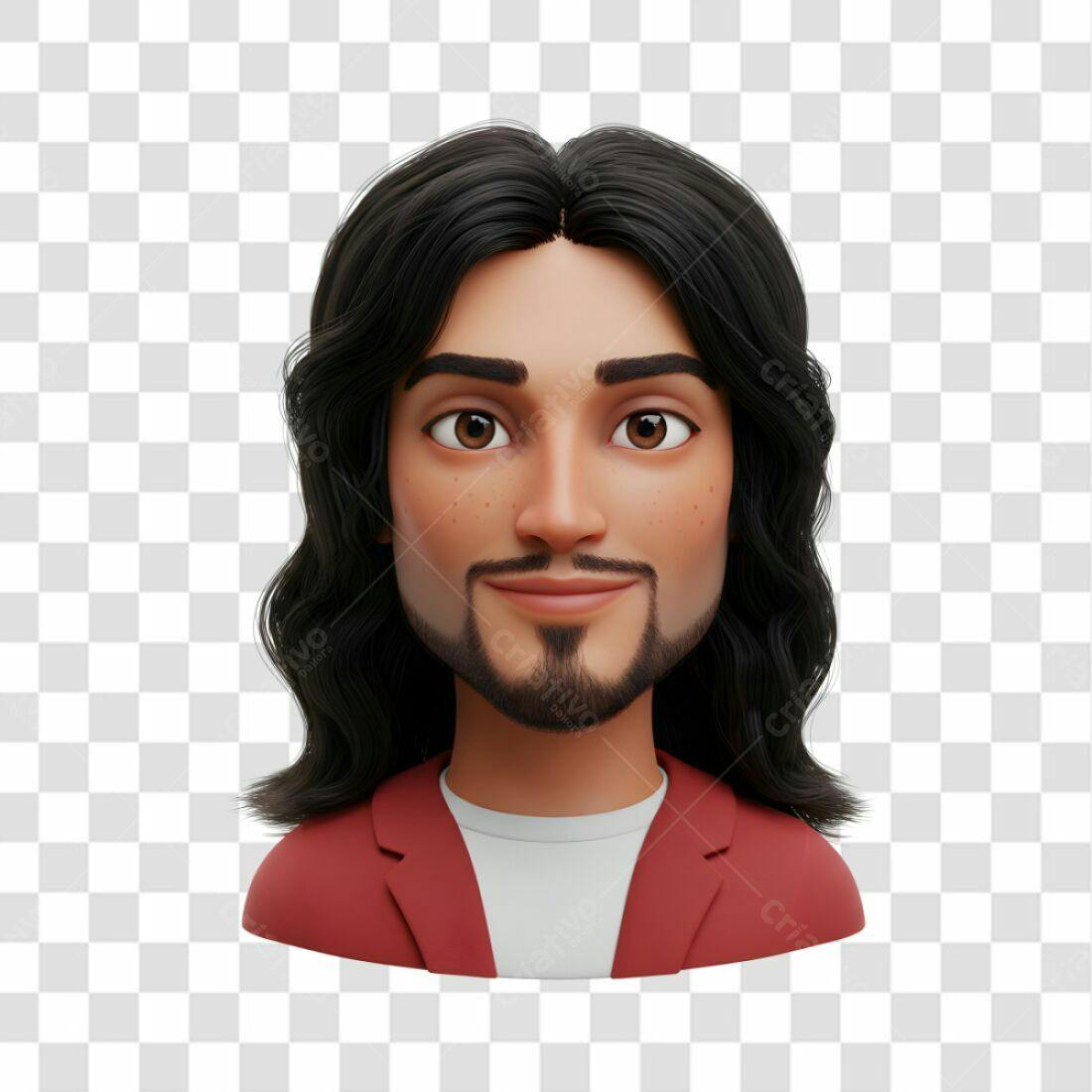 Avatar PNG com fundo transparente Homem de cabelo longo