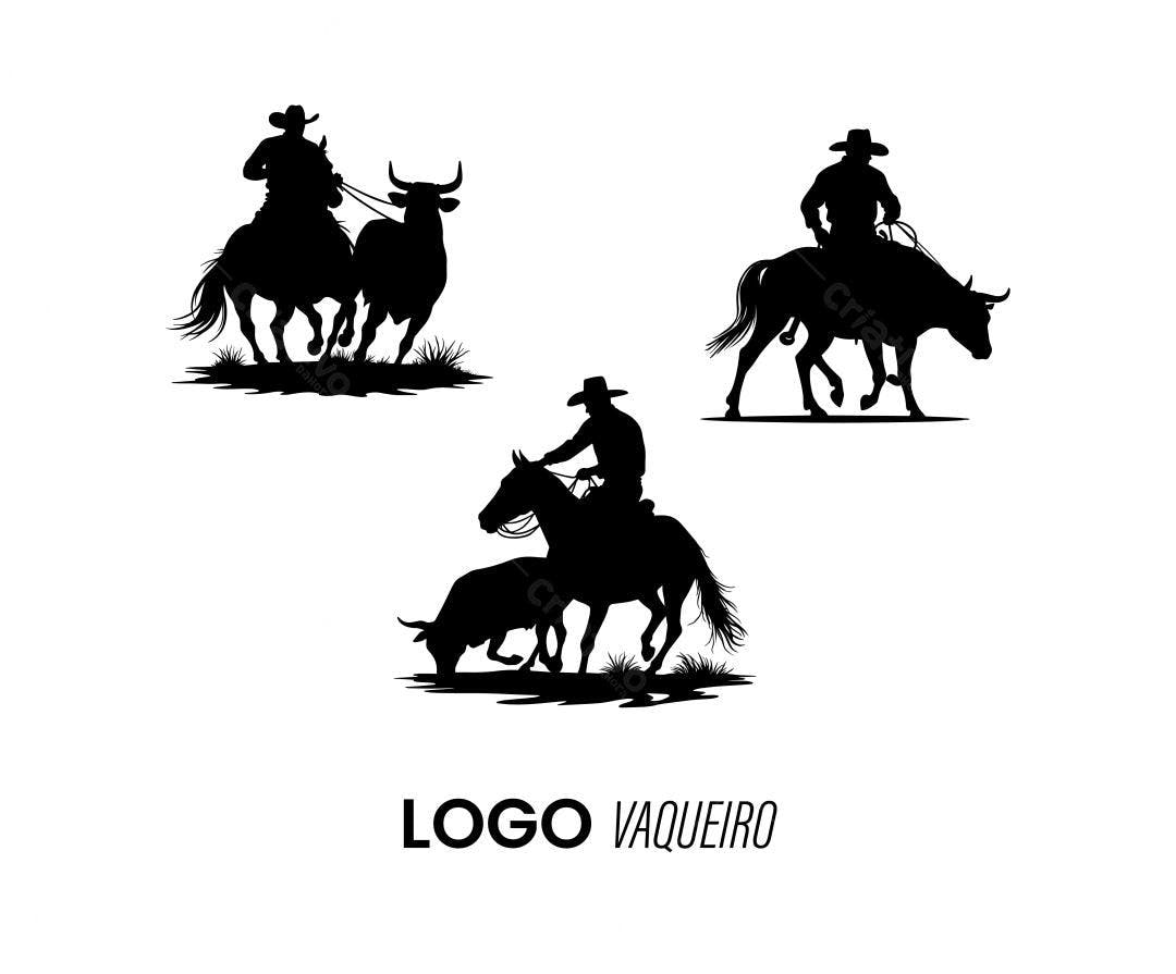 Logotipo Vetorial Vaqueiro Silhueta Preto