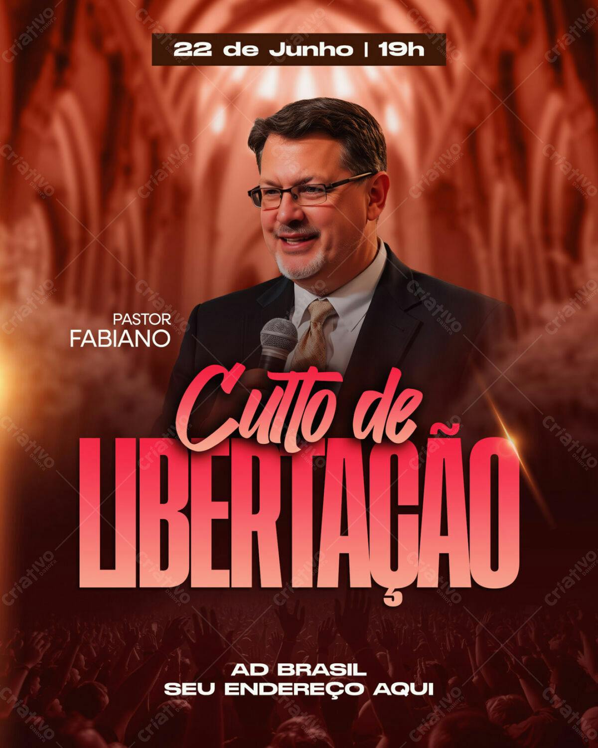Flyer para Culto de Libertação 22 de Junho PSD Editável