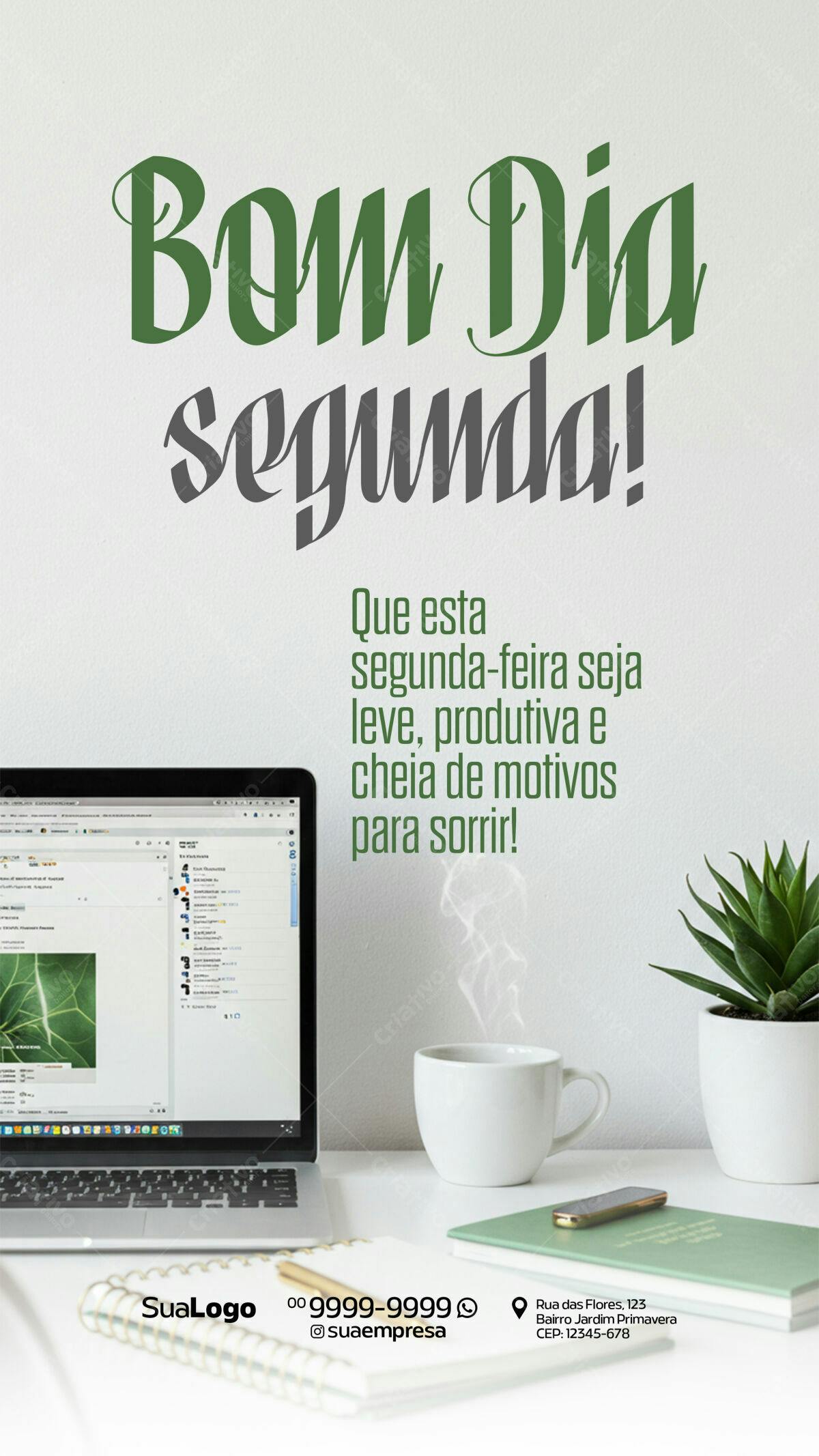 Flyer Motivacional de Boa Segunda PSD Editável