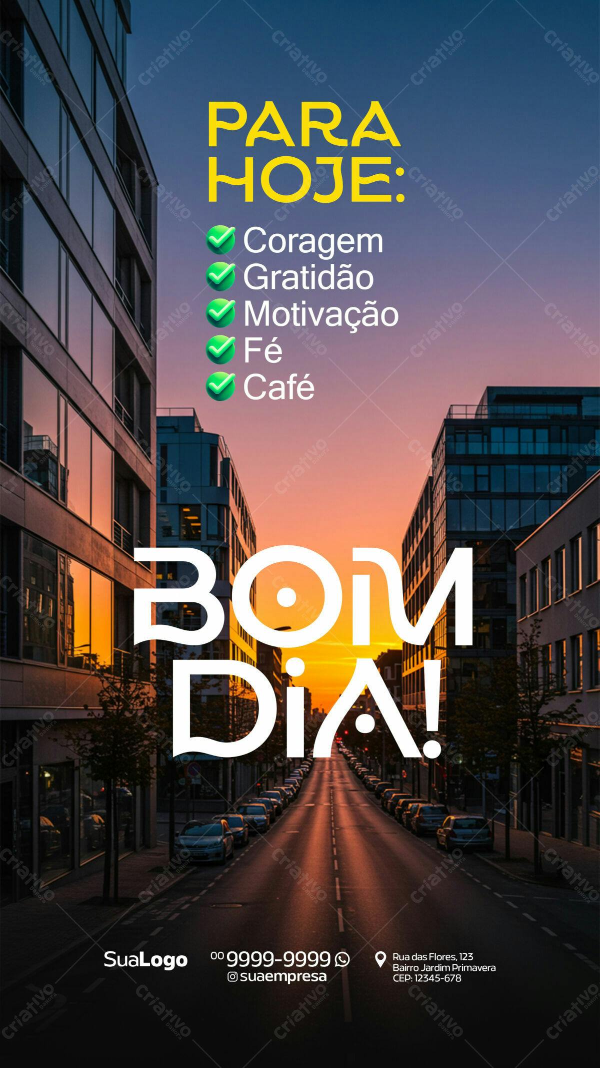 Flyer Motivacional Bom Dia PSD Editável