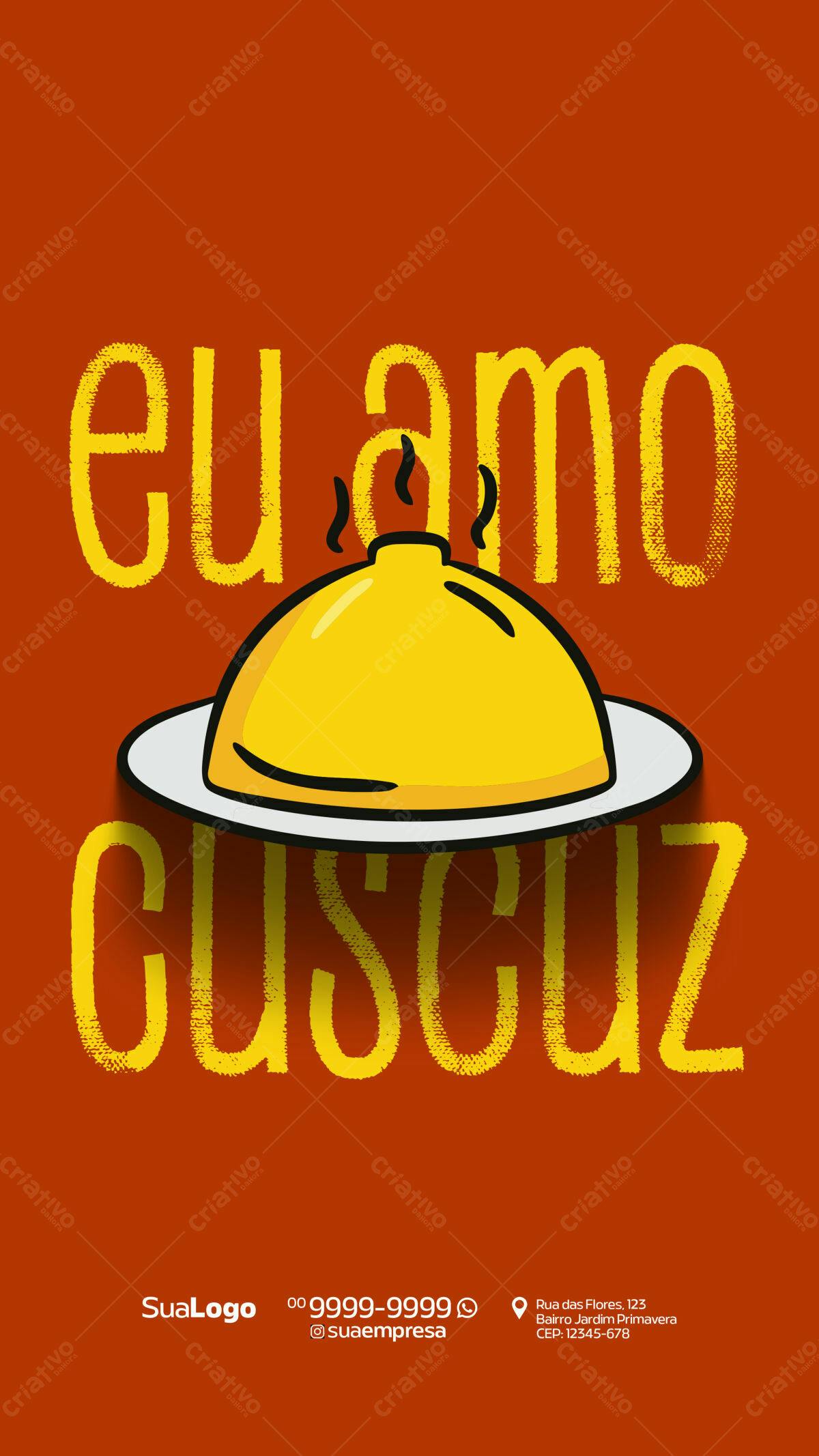 Flyer Eu Amo Cuscuz PSD Editável
