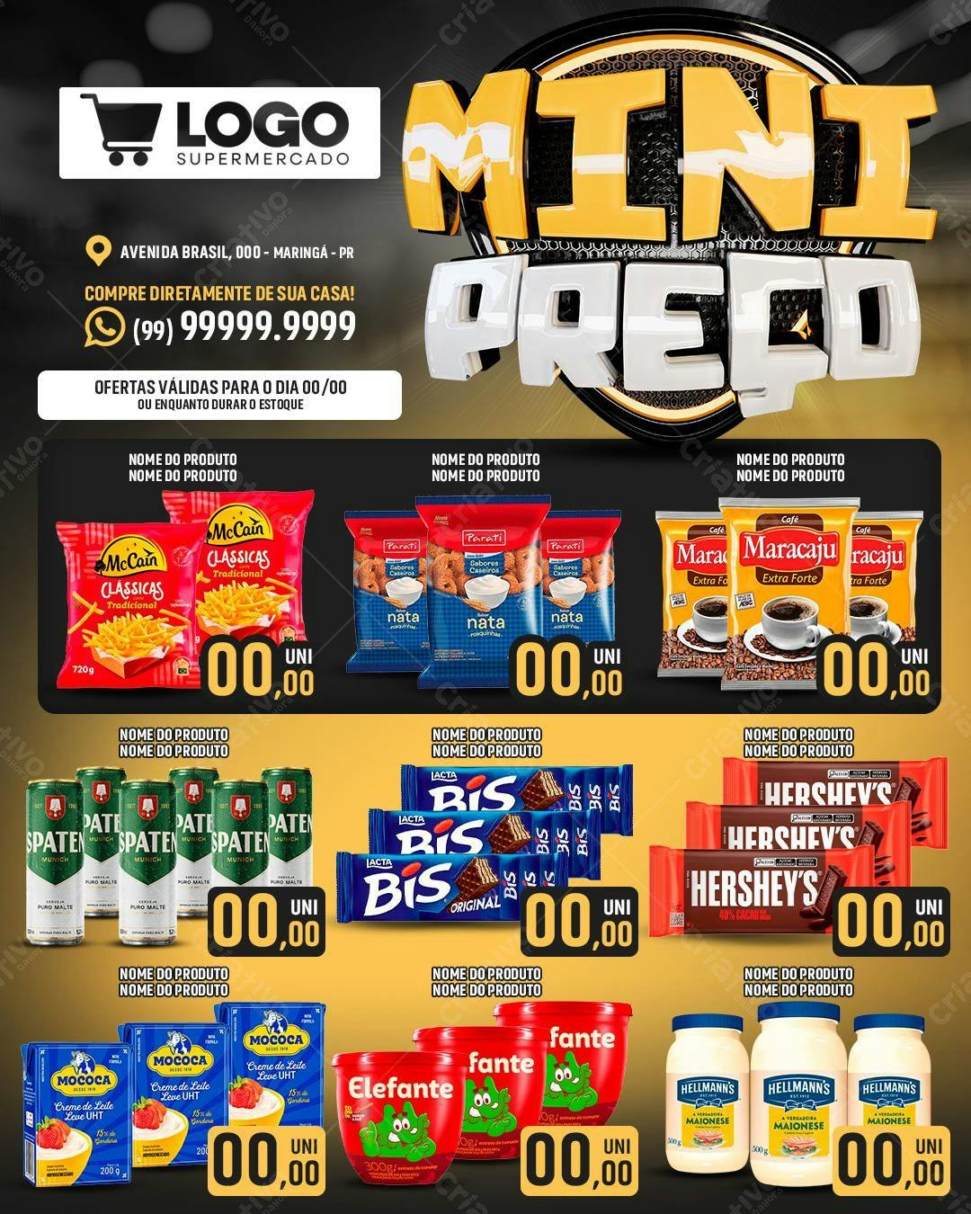 Flyer Mini Preço Supermercado PSD Editável