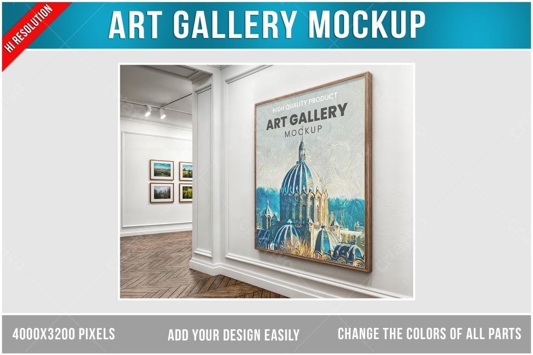 Mockup de Quadro em Galeria de Arte Moderna