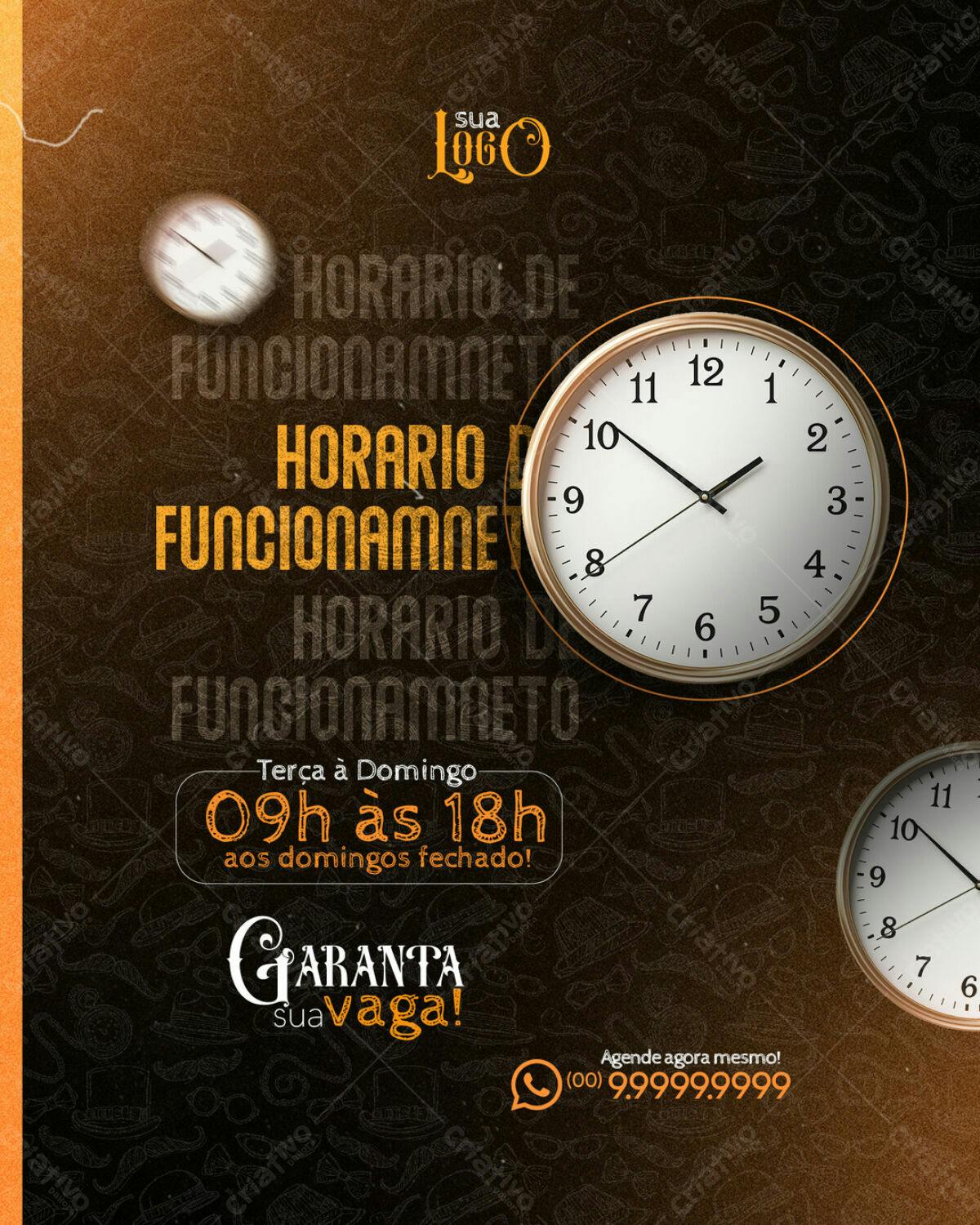 Flyer Horário de Funcionamento PSD Editável