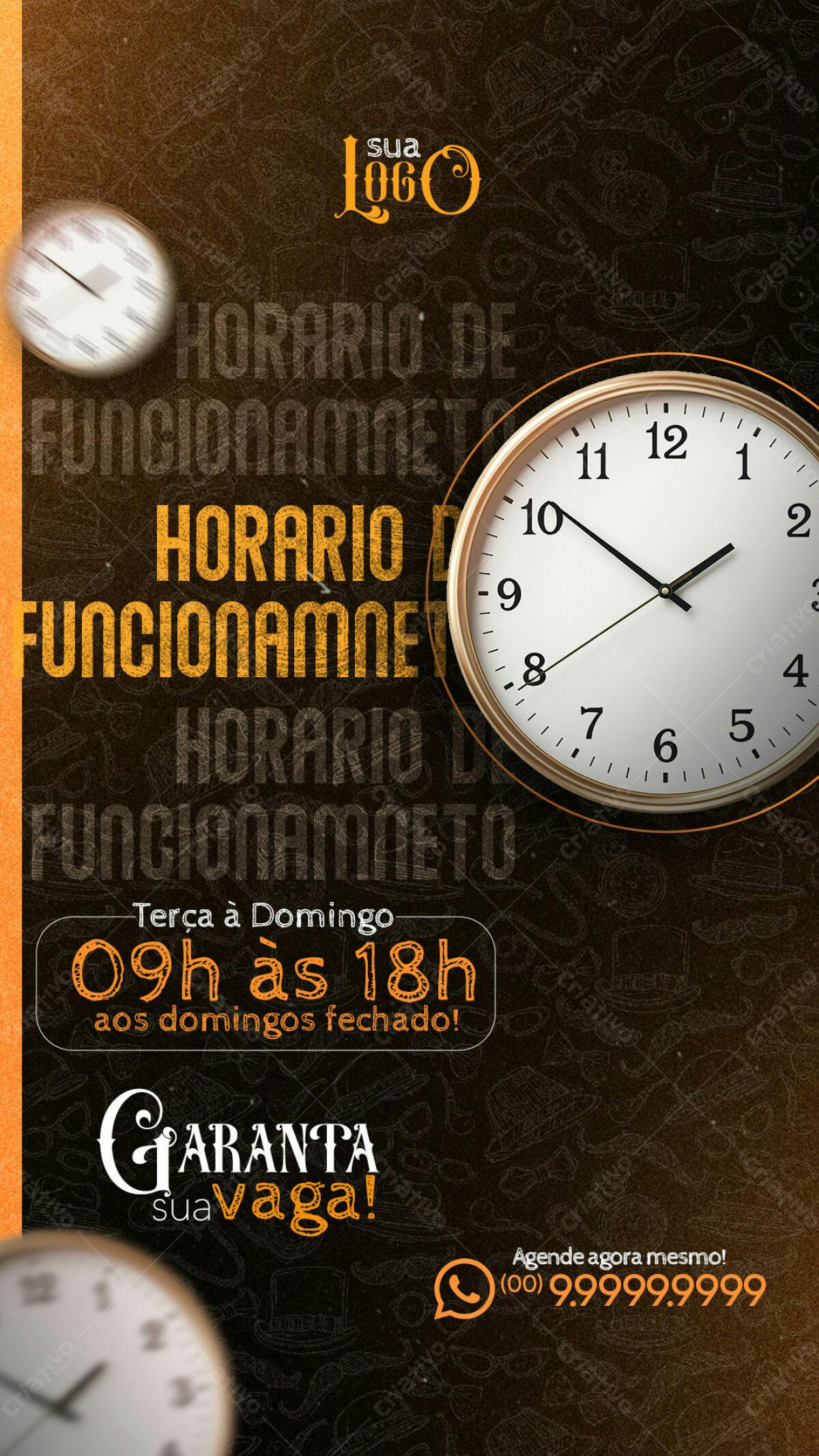 Flyer Horário de Funcionamento PSD Editável