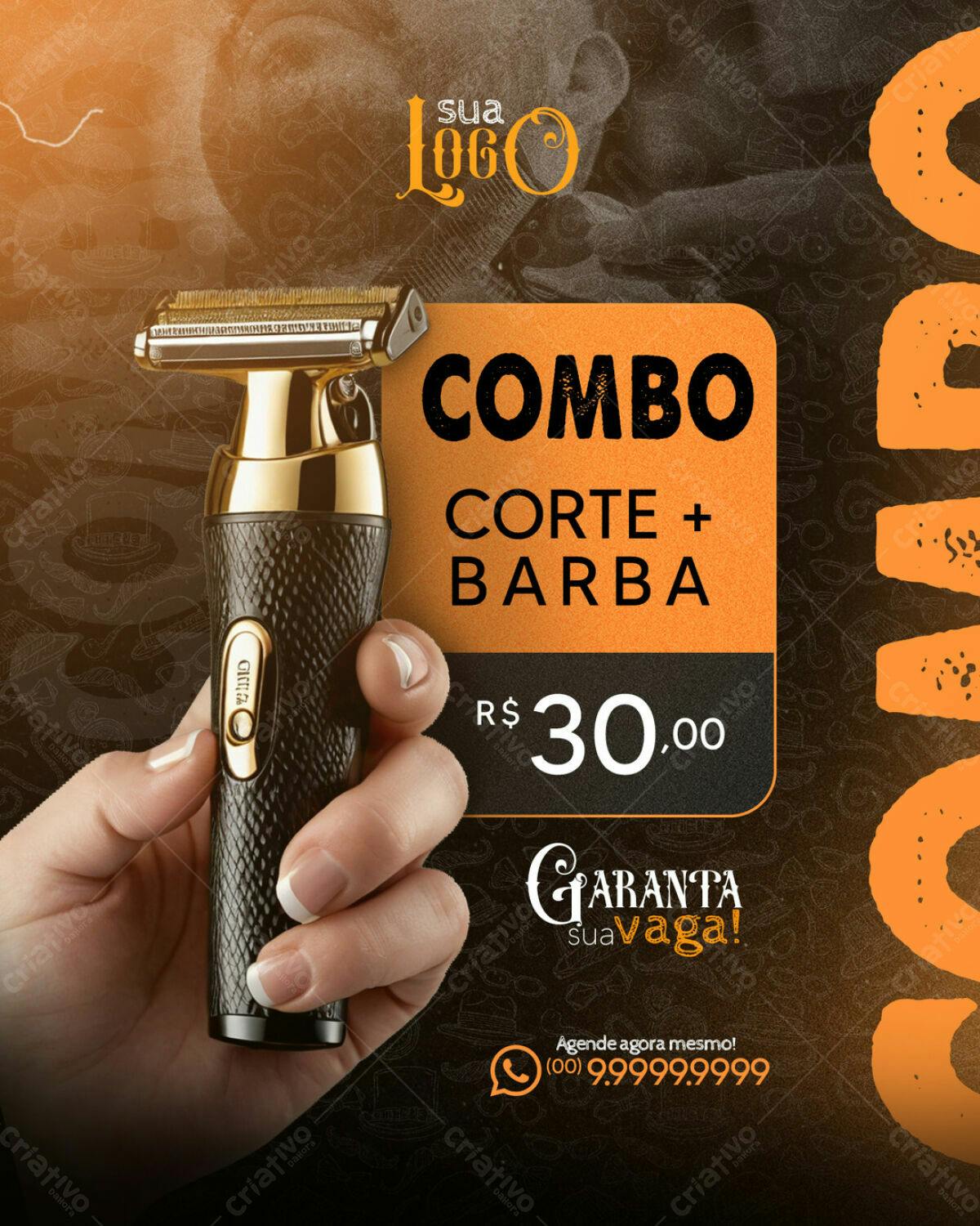 PSD para Promoção Barbeiro Combo Corte e Barba PSD Editável
