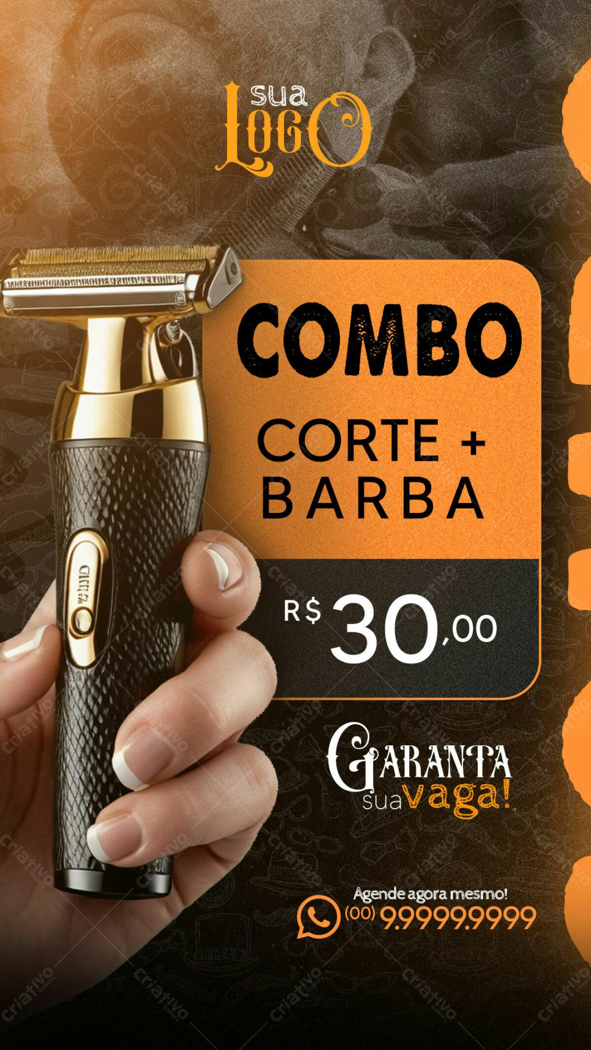 Flyer Combo Corte + Barba PSD Editável