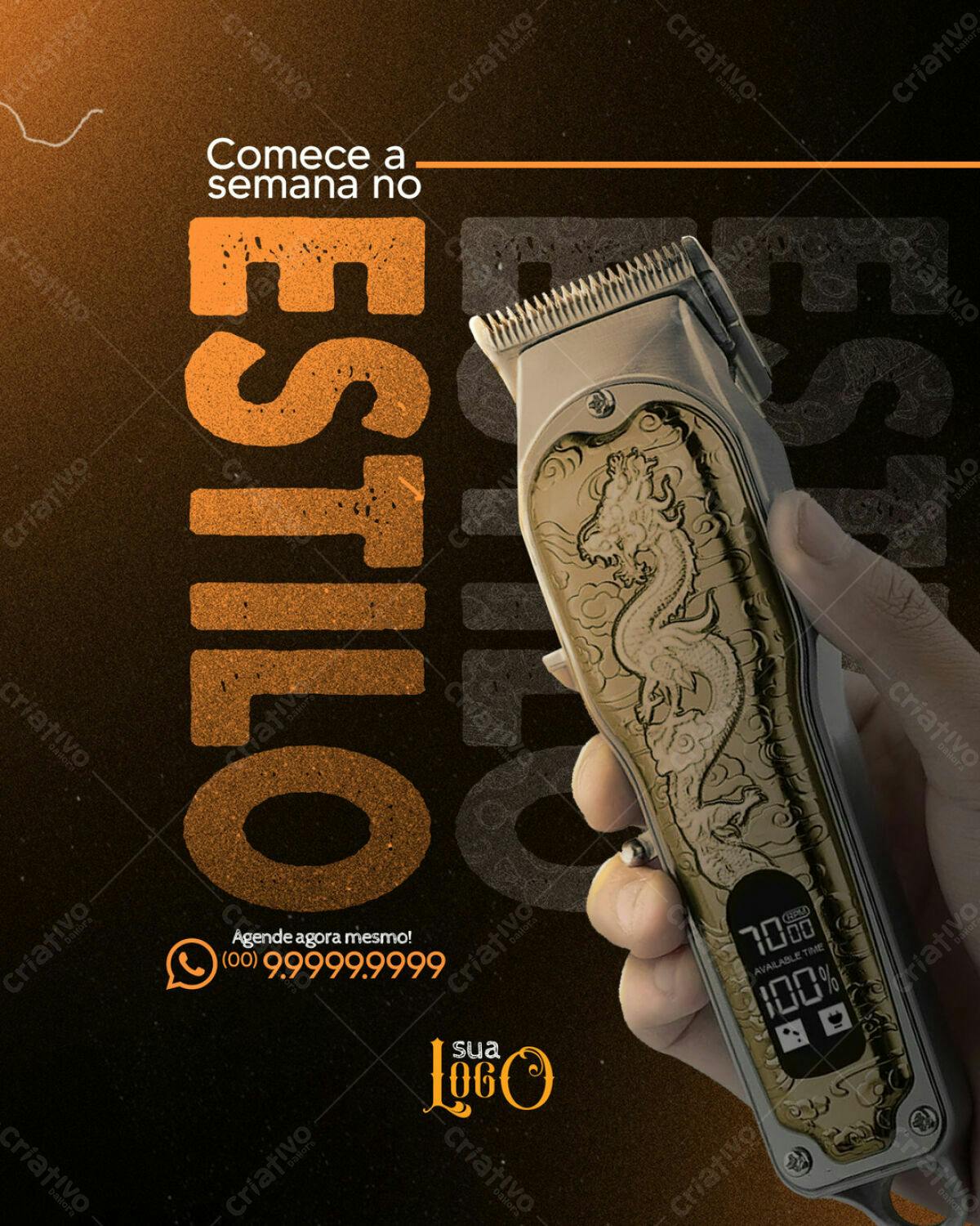Flyer Barber Shop Estilo PSD Editável