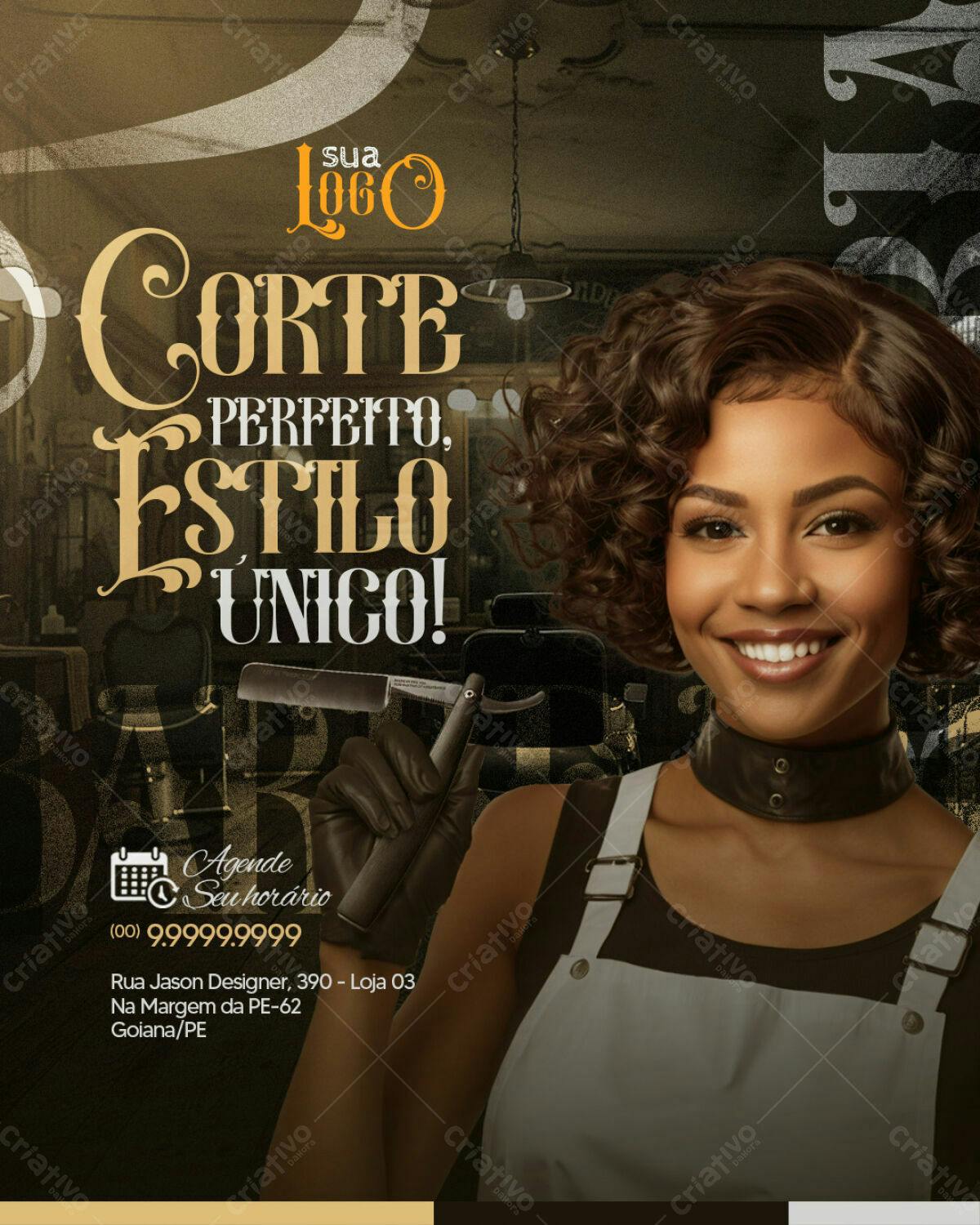 Flyer Barbearia Corte Perfeito PSD Editável