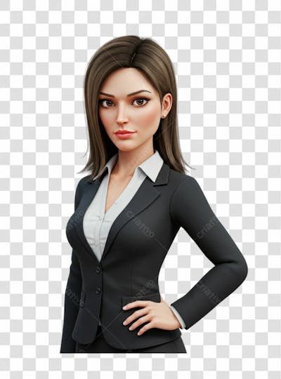 Personagem 3D Empresária Png Transparente
