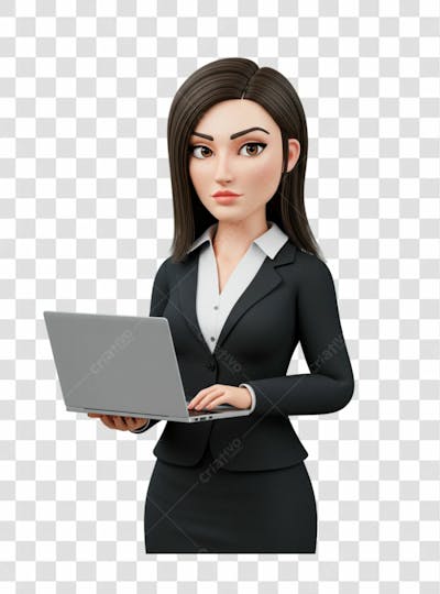 Personagem 3D Empresária Png Transparente