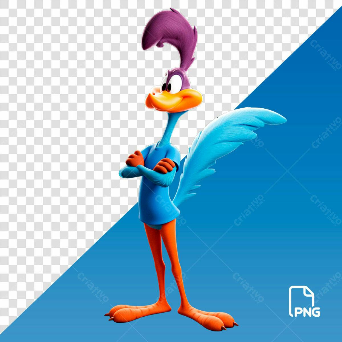 Personagem Cartoon Azul e Laranja PSD Editável