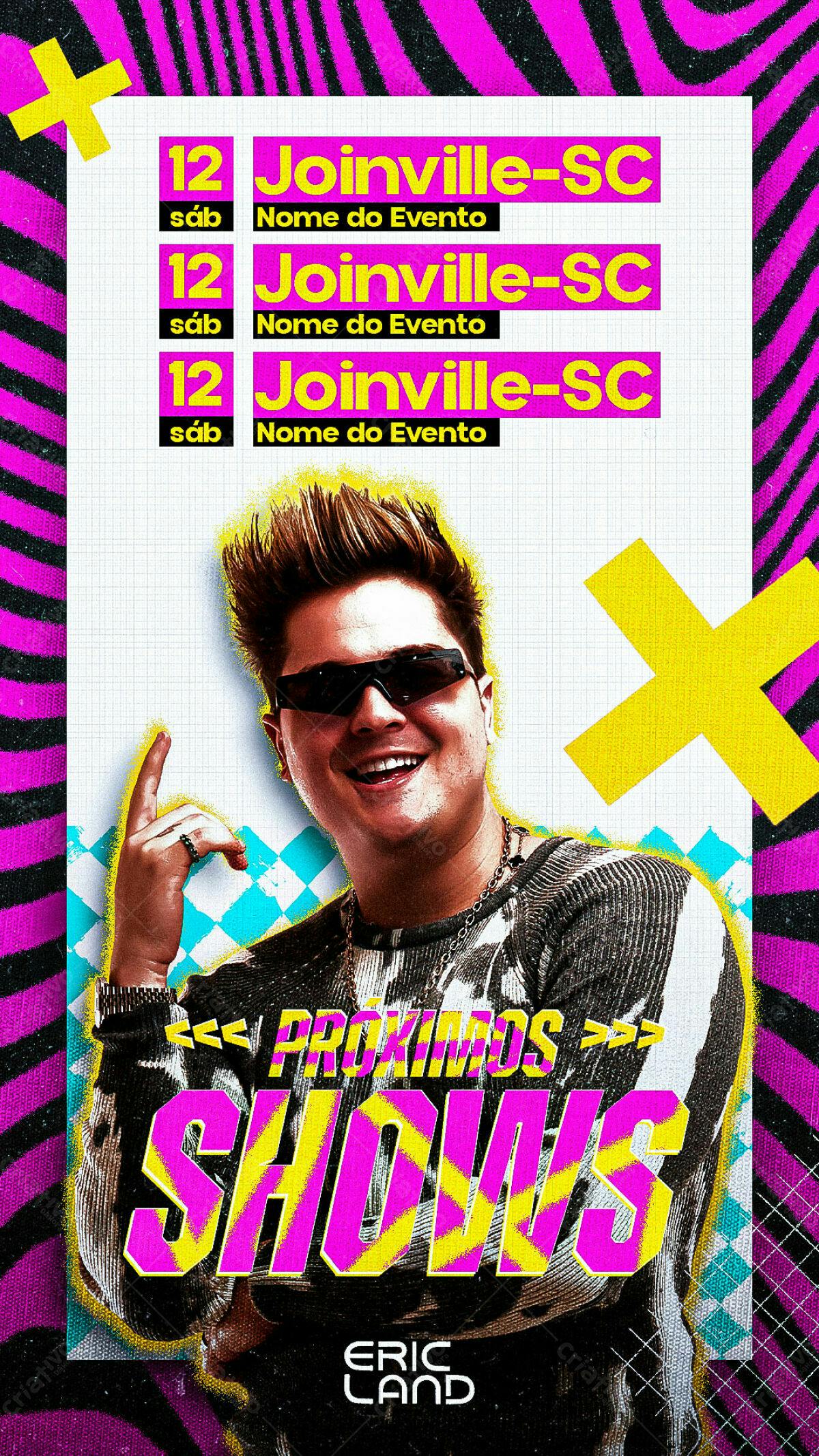 Flyer para Show do Eric Land em Joinville-SC 12/08 PSD Editável
