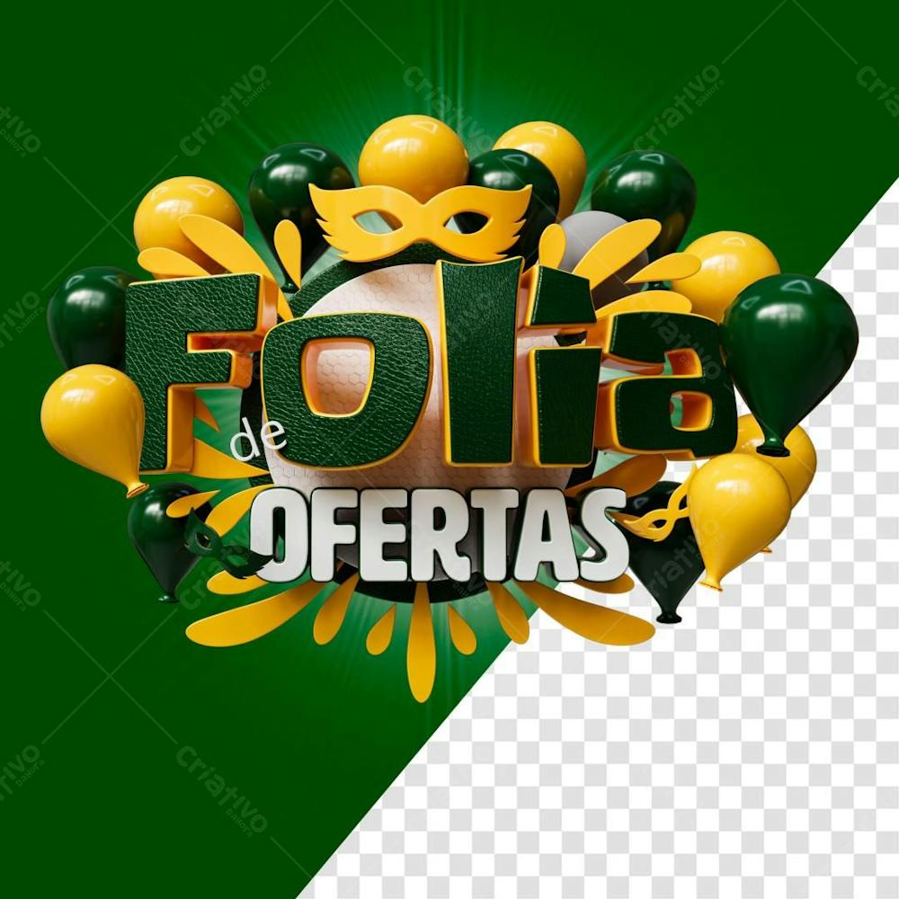 Selo 3D Folia De Ofertas Na Cor Verde 