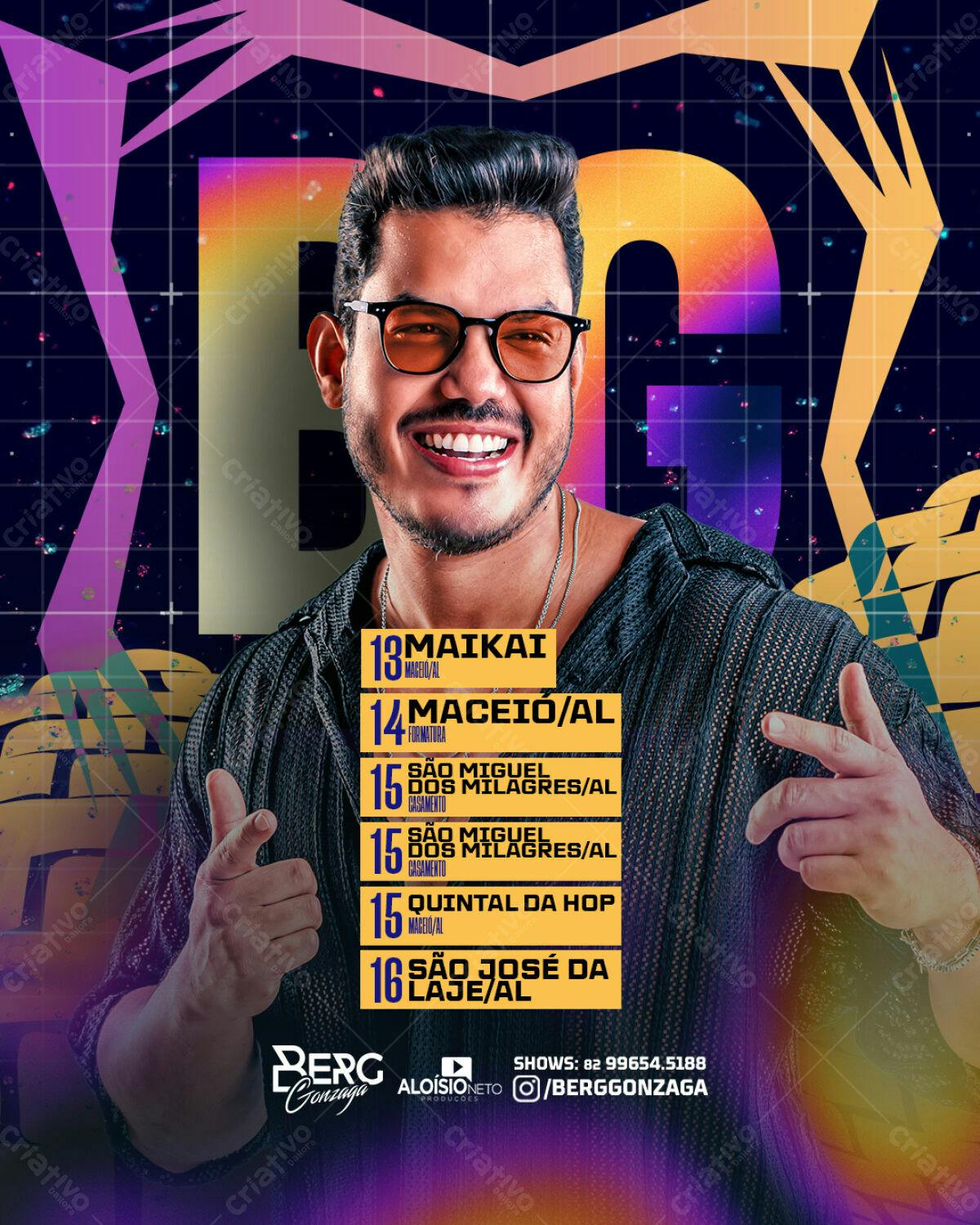 Flyer para Shows de Berg Gonzaga PSD Editável