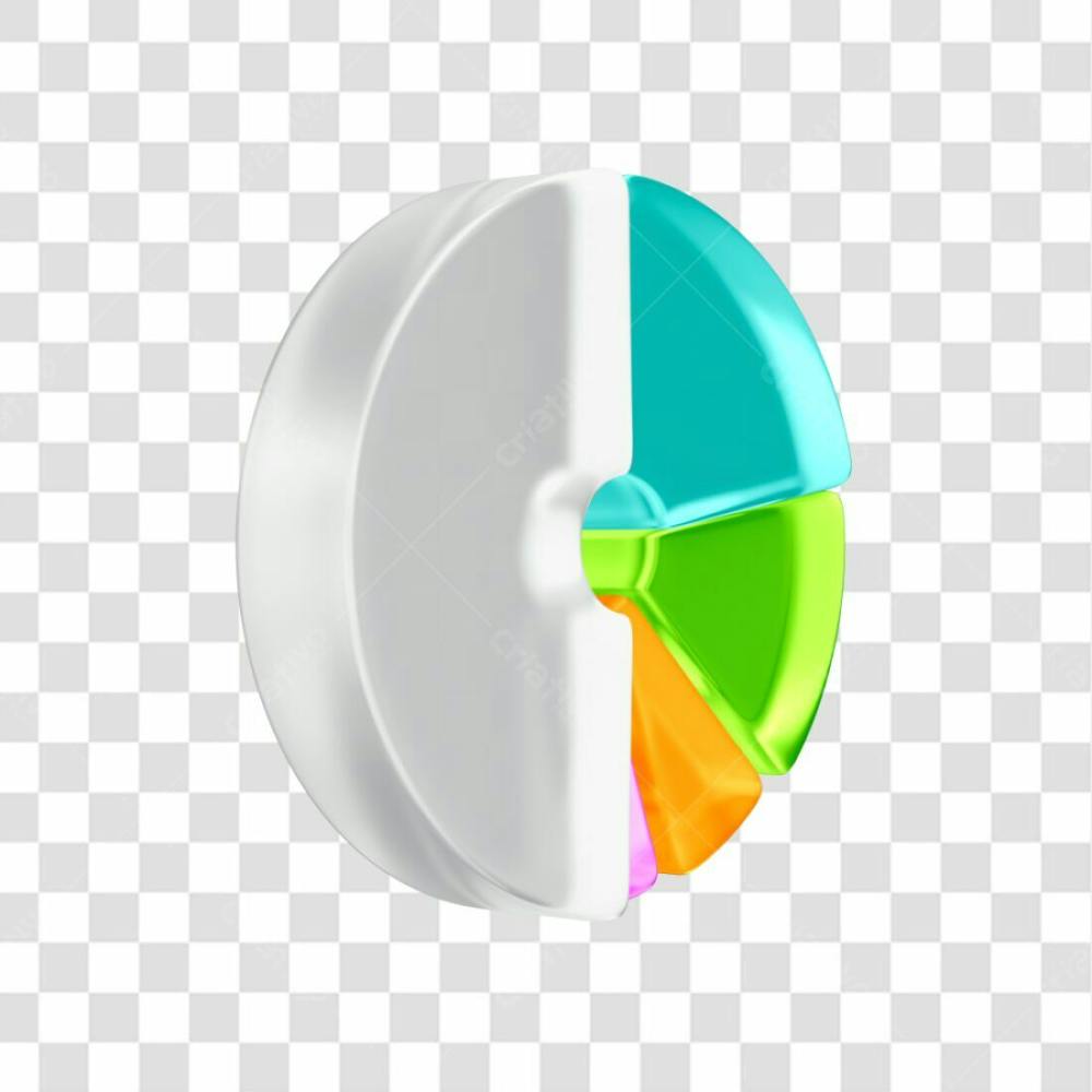 Asset 3D Gráfico Circular Torta Ou Pizza Translúcido Com Fundo Isolado