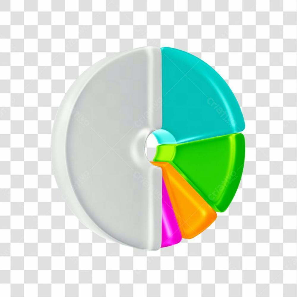 Asset 3D Gráfico Circular Torta Ou Pizza Translúcido Com Fundo Isolado