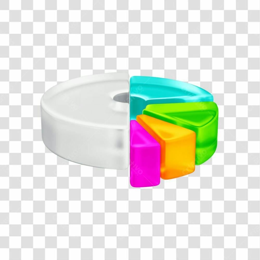 Asset 3D Gráfico Circular Torta Ou Pizza Translúcido Com Fundo Isolado