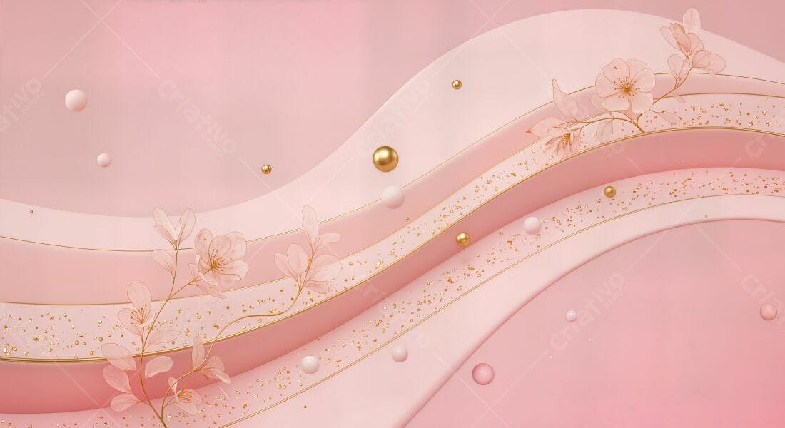 Flores Rosa e Dourado em Design Moderno