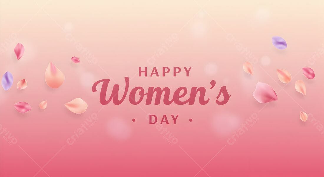 Feliz Dia da Mulher pétalas rosa